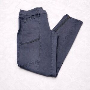 Womens Gray Skinny Jeans Size 8 Ankle Zip Moto Style
